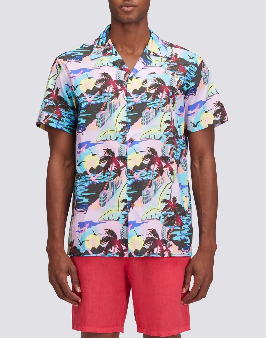 SUNDEK CAMICIA PRINTED MODELLO BOWLING CON STAMPA