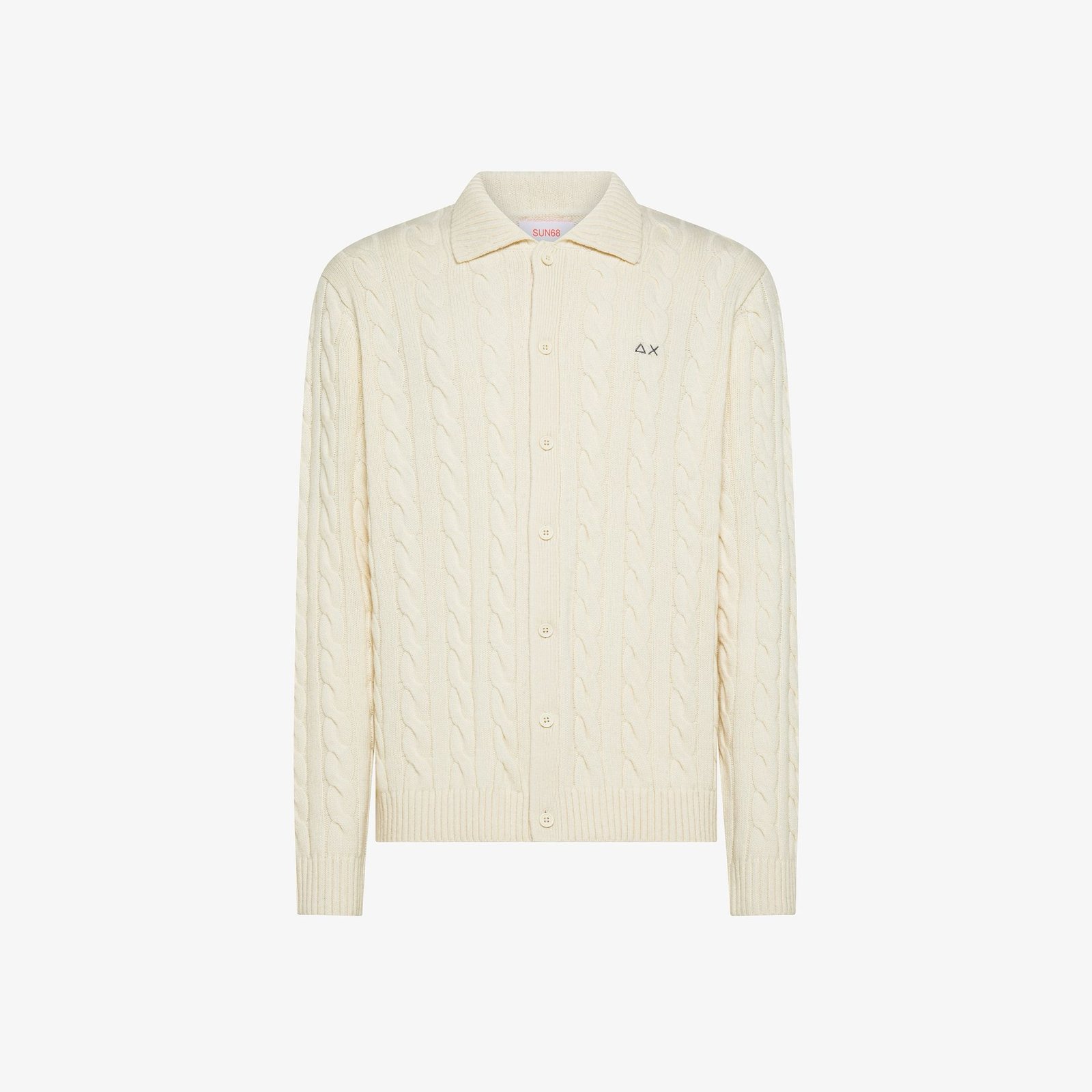 SUN68
Cardigan in misto lana a trecce bianco panna
K45140