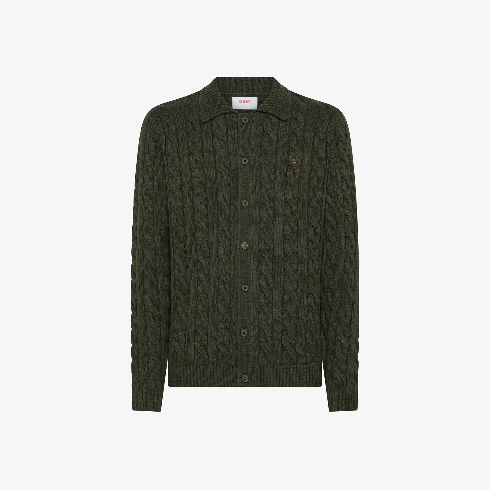 SUN68

Cardigan in misto lana a trecce militare scuro

K45140