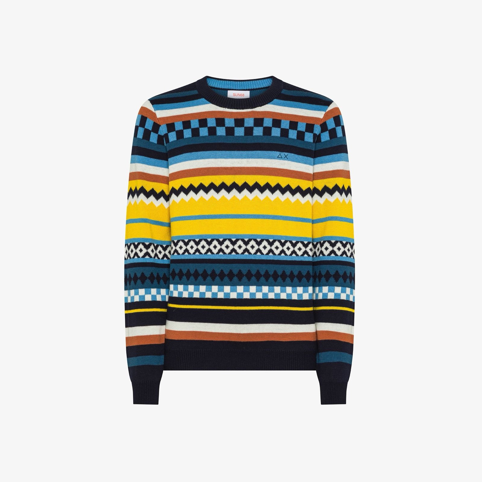 SUN68

Maglia in lana e cotone jacquard navy blue
K45158