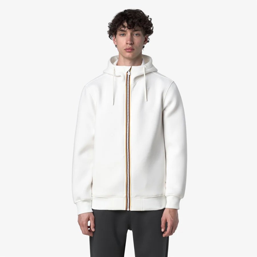K-WAY 
RAINER SPACER WHITE GARDENIA
Giacca Fleece Calda Uomo Bianco con Cappuccio Regolabile

Style: K2141DW - Color: X42