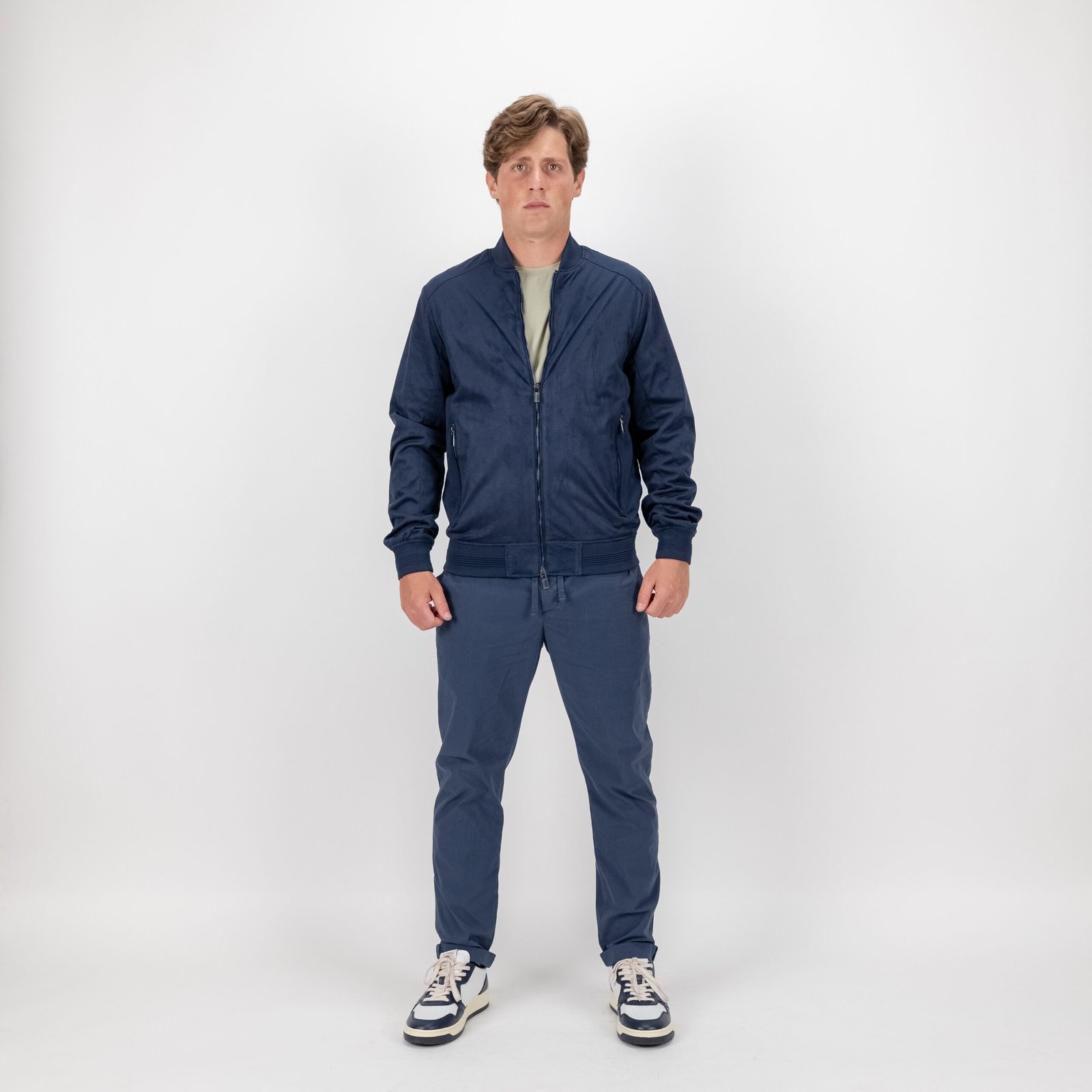 Bomber Mark Up effetto scamosciato traforato