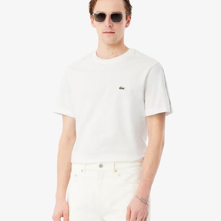 T-shirt Lacoste con fascia a righe con marchio - immagine 4
