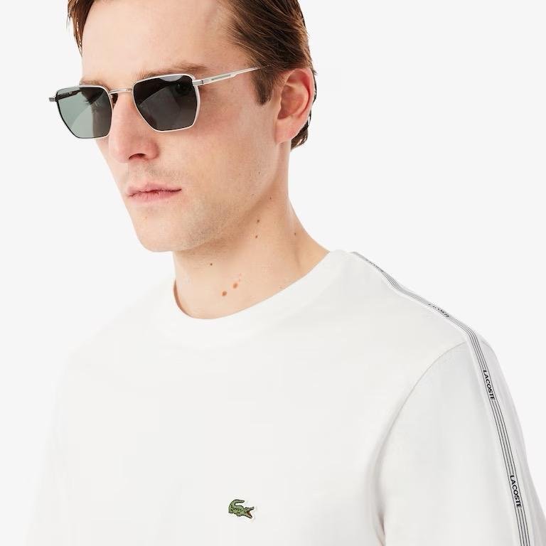 T-shirt Lacoste con fascia a righe con marchio - immagine 5