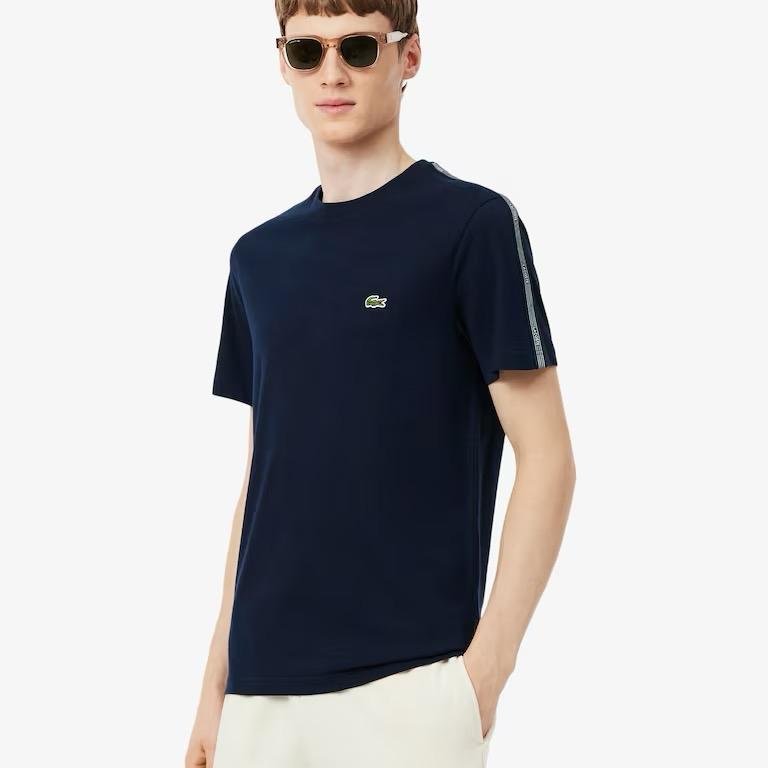 T-shirt Lacoste con fascia a righe con marchio