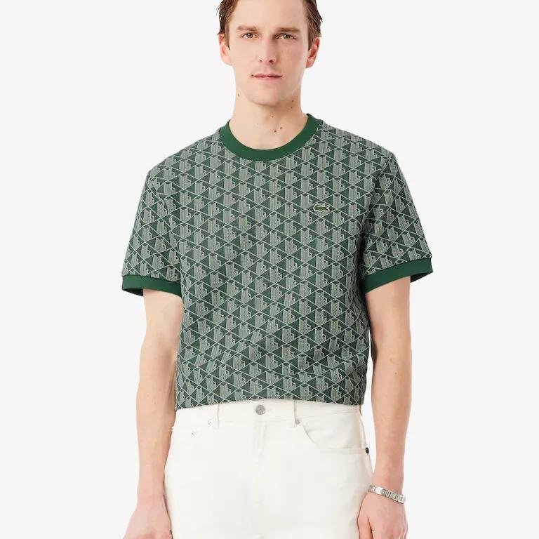 T-shirt Lacoste slim fit con monogramma jacquard
