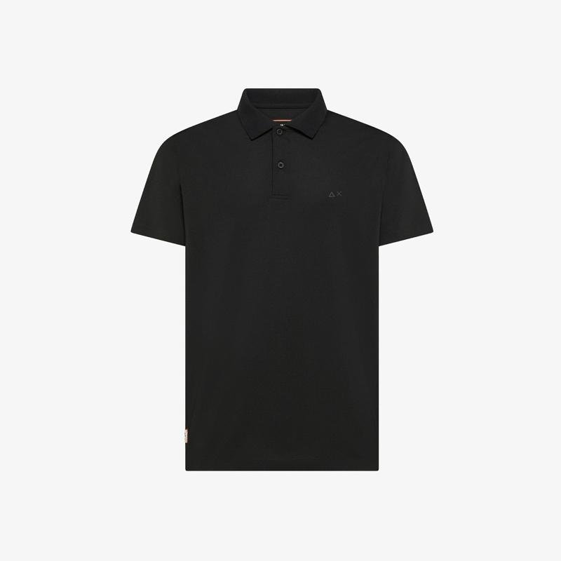 Polo Sun68 in piquet tecnico blu navy / nero A36143