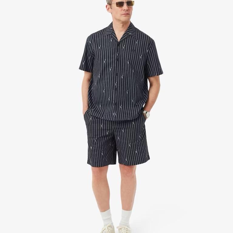 Shorts Lacoste in cotone a righe stampa coccodrillo Ref. GH1964-00