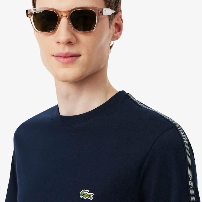 T-shirt Lacoste con fascia a righe con marchio - immagine 3