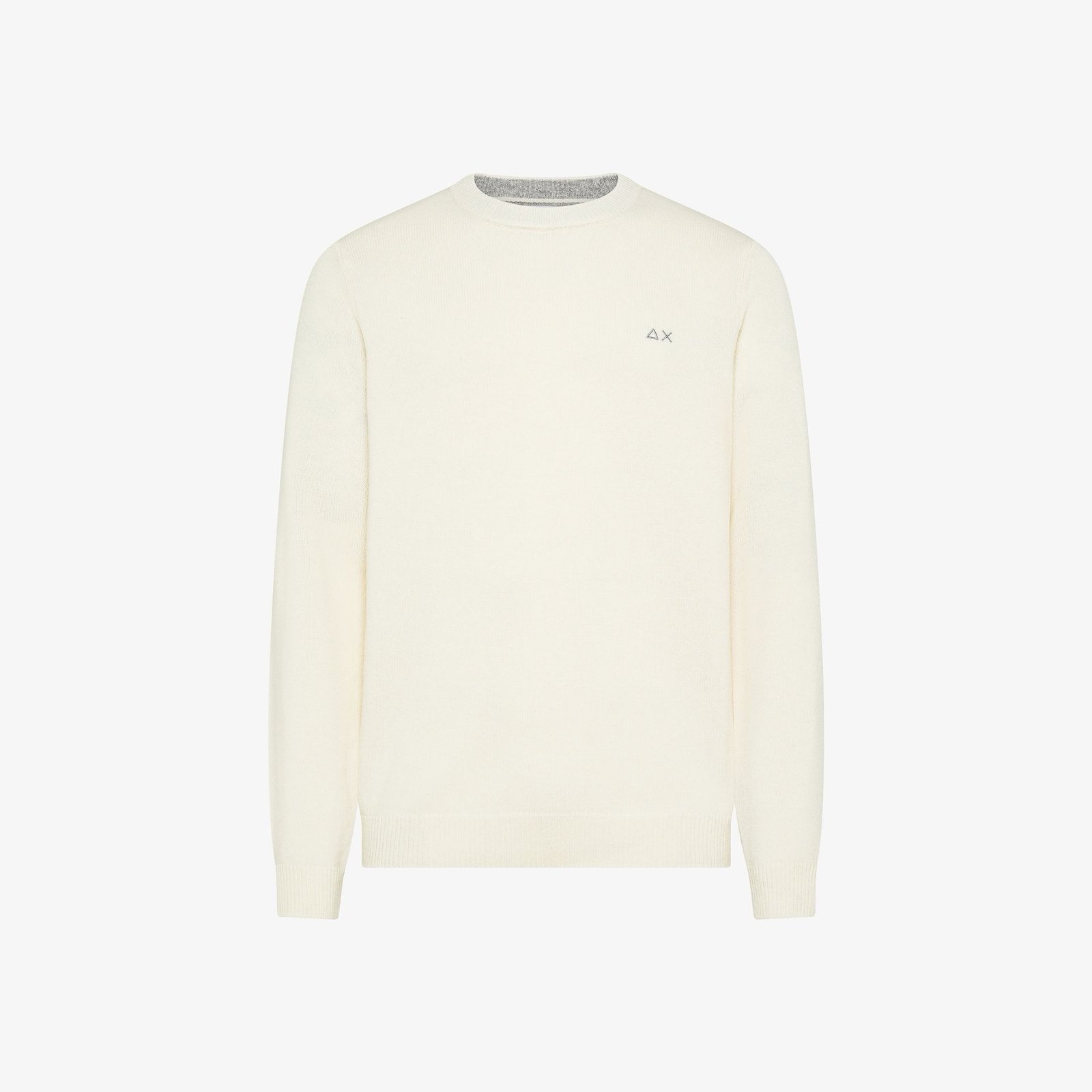 Maglia Sun68 girocollo in lana e cashmere bianco panna K46112