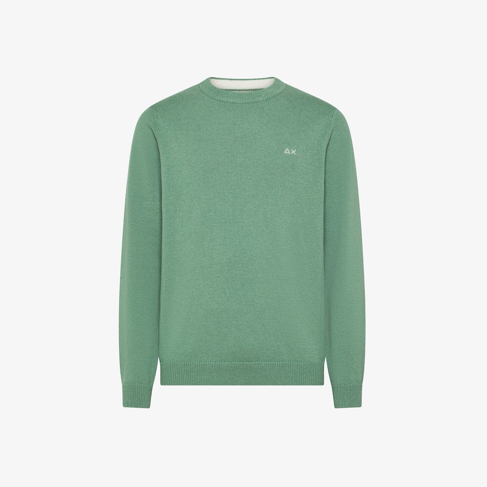 Maglia Sun68 girocollo in lana e cashmere verde salvia K46112