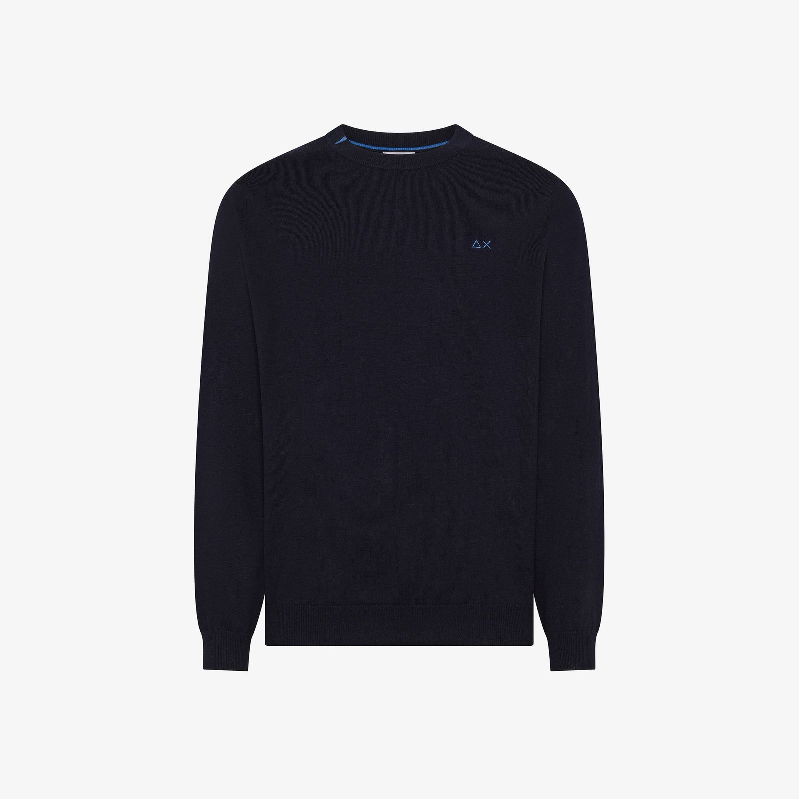 Maglia Sun68 girocollo in cotone e lana blu navy K46101