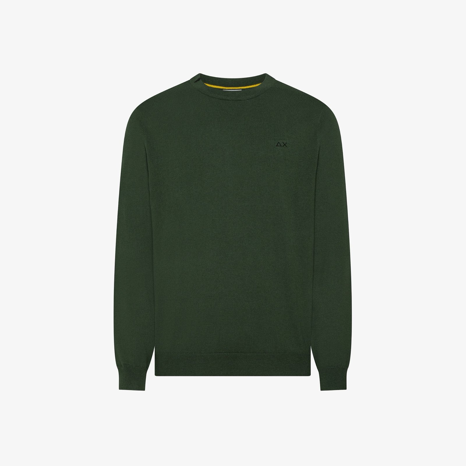 Maglia Sun68 girocollo in cotone e lana verde scuro K46101
