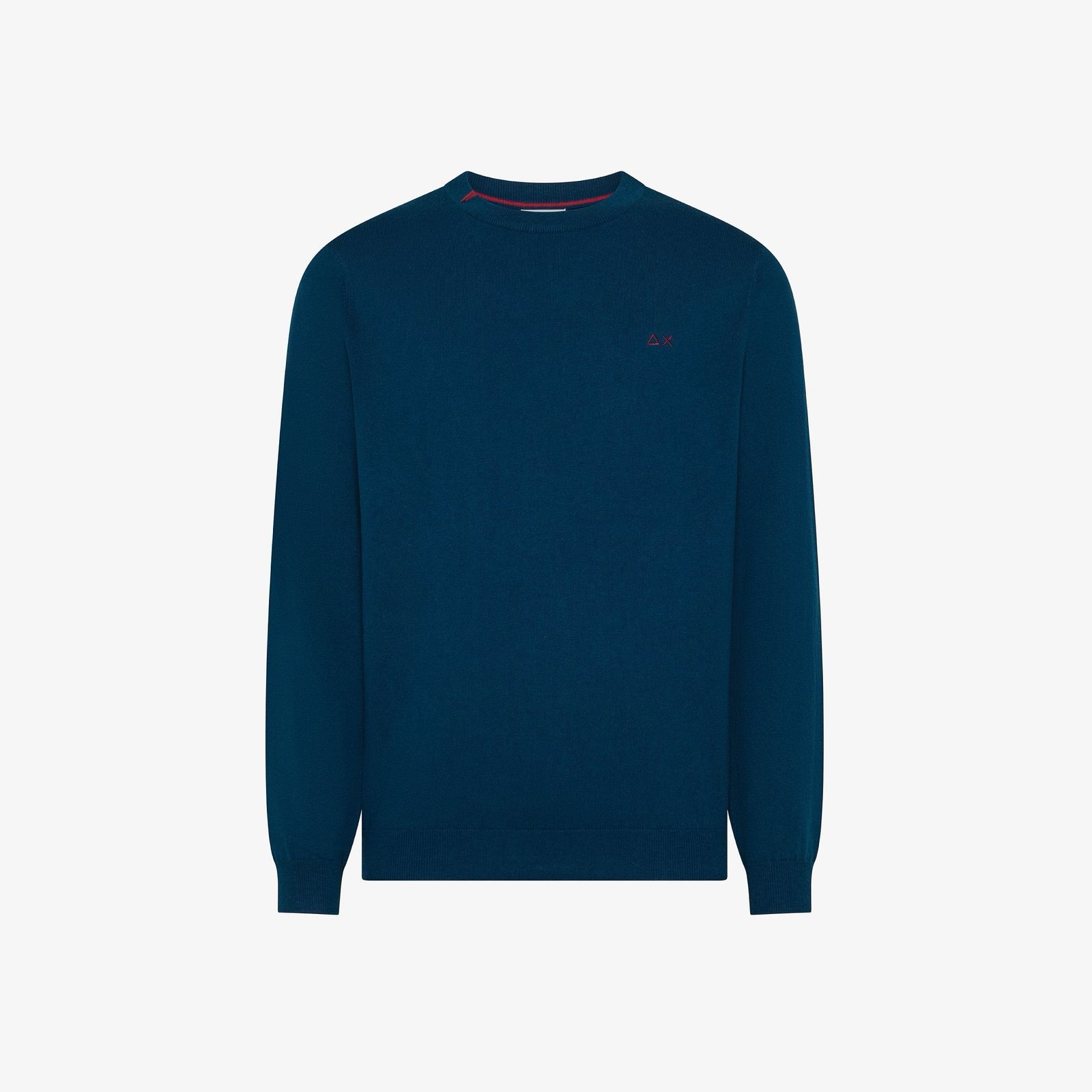 Maglia Sun68 girocollo in cotone e lana petrolio K46101