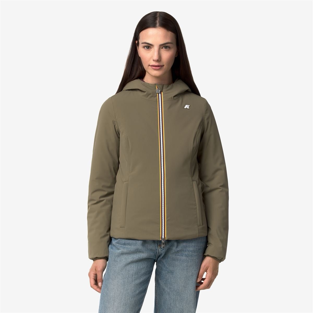 Giacca K-way Donna Lily St Warm Reversibile Green Army-Violet Wine