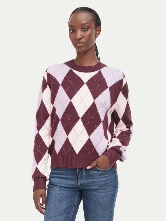 Guess Maglione Donna con Rombi Burgundy